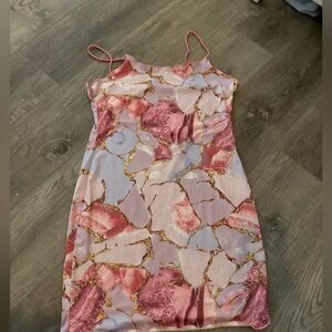 Pink and Purple Designed Mini Dress